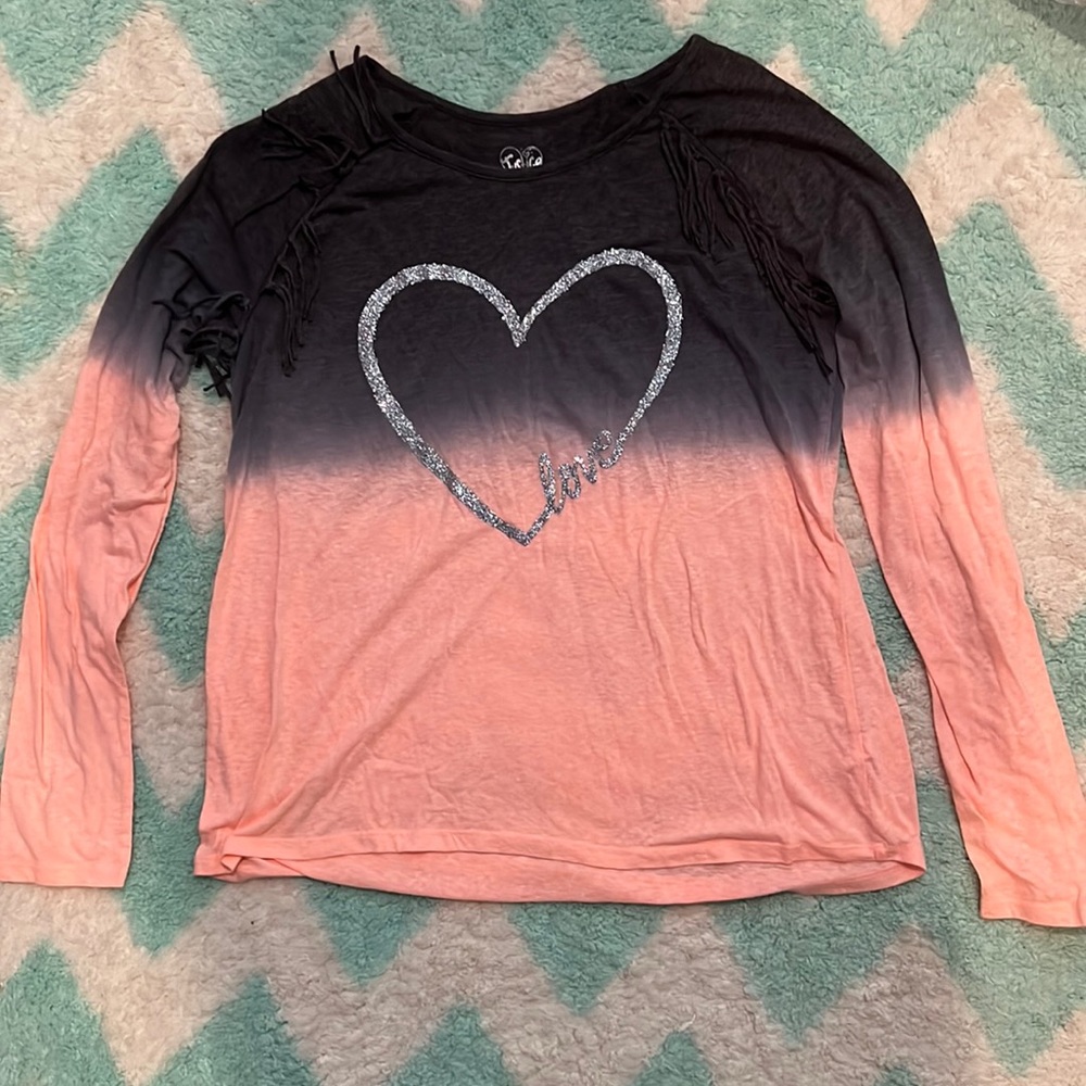 Justice long sleeve Black / Pink Shirt Size 20